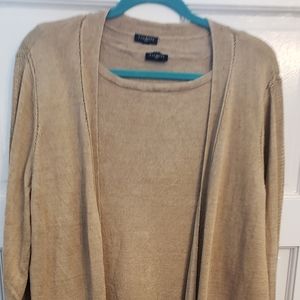 Talbots 100% Summer Linen knit twin set: Open Front Cardigan & Matching Shell 1X